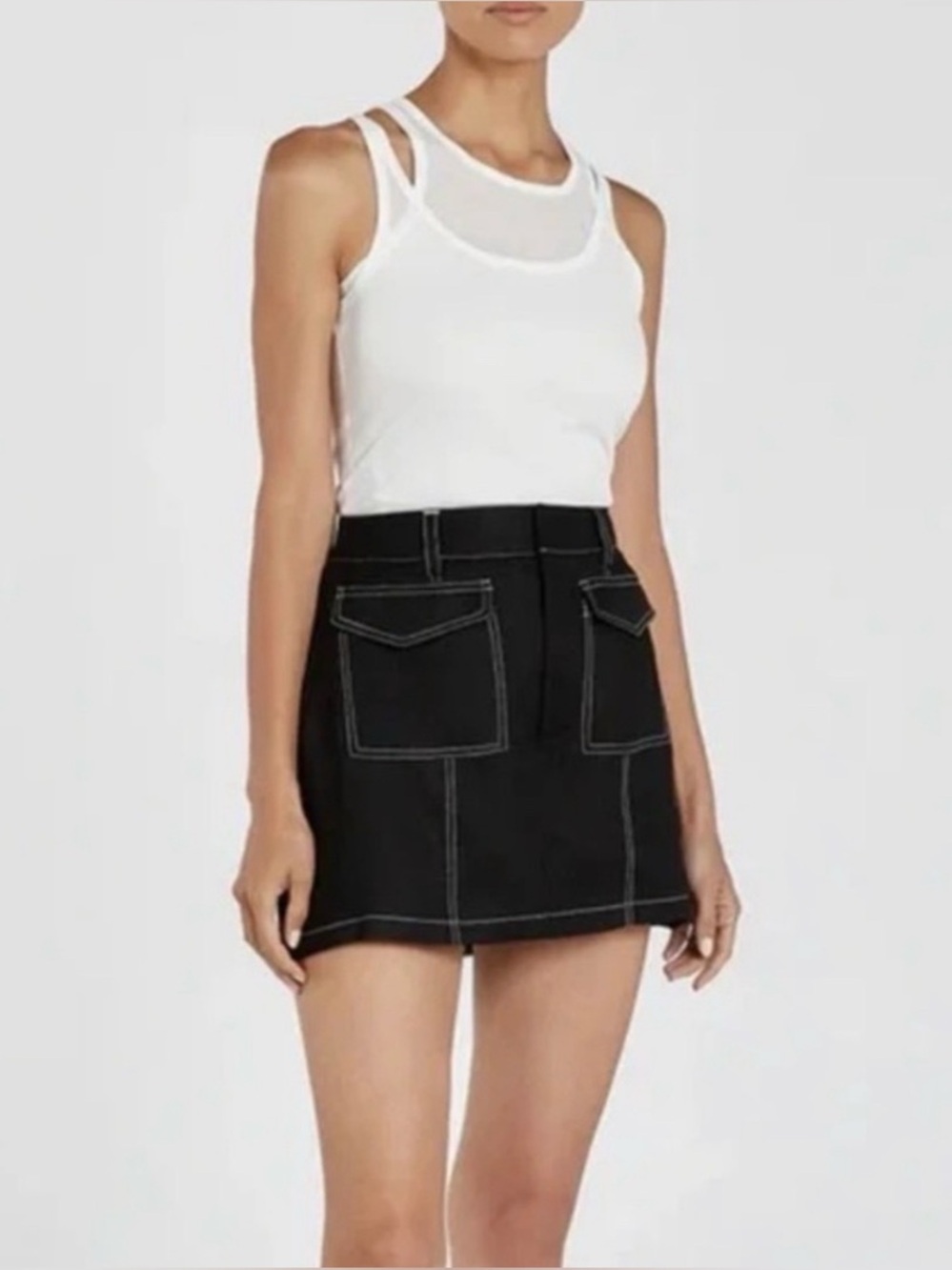DISSH Black Mini Skirt/Skort with White Contrast Stitching